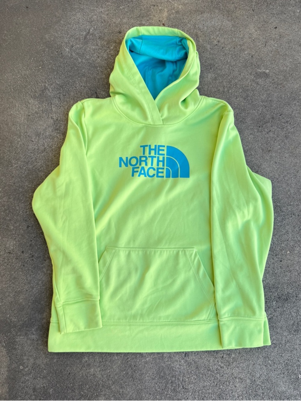 The North Face Lime Green Hoodie with Teal Accents Women XL